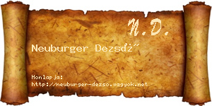 Neuburger Dezső névjegykártya